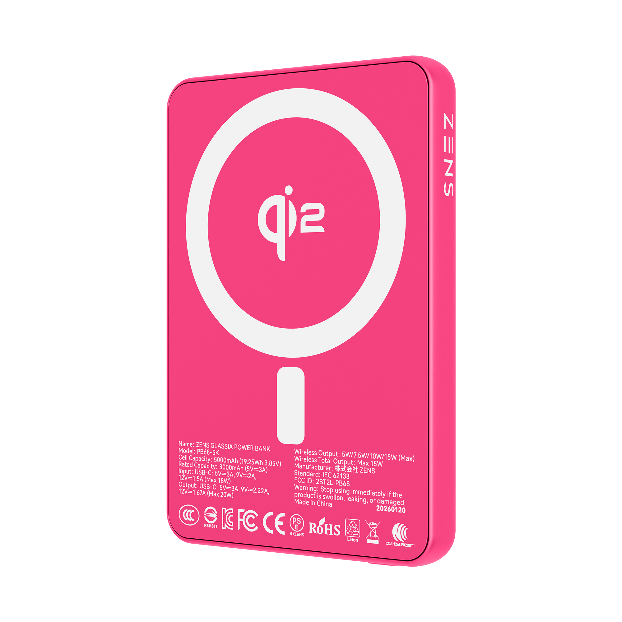 ZENS GLASSIA Qi2 磁吸式移動電源 - 鏡